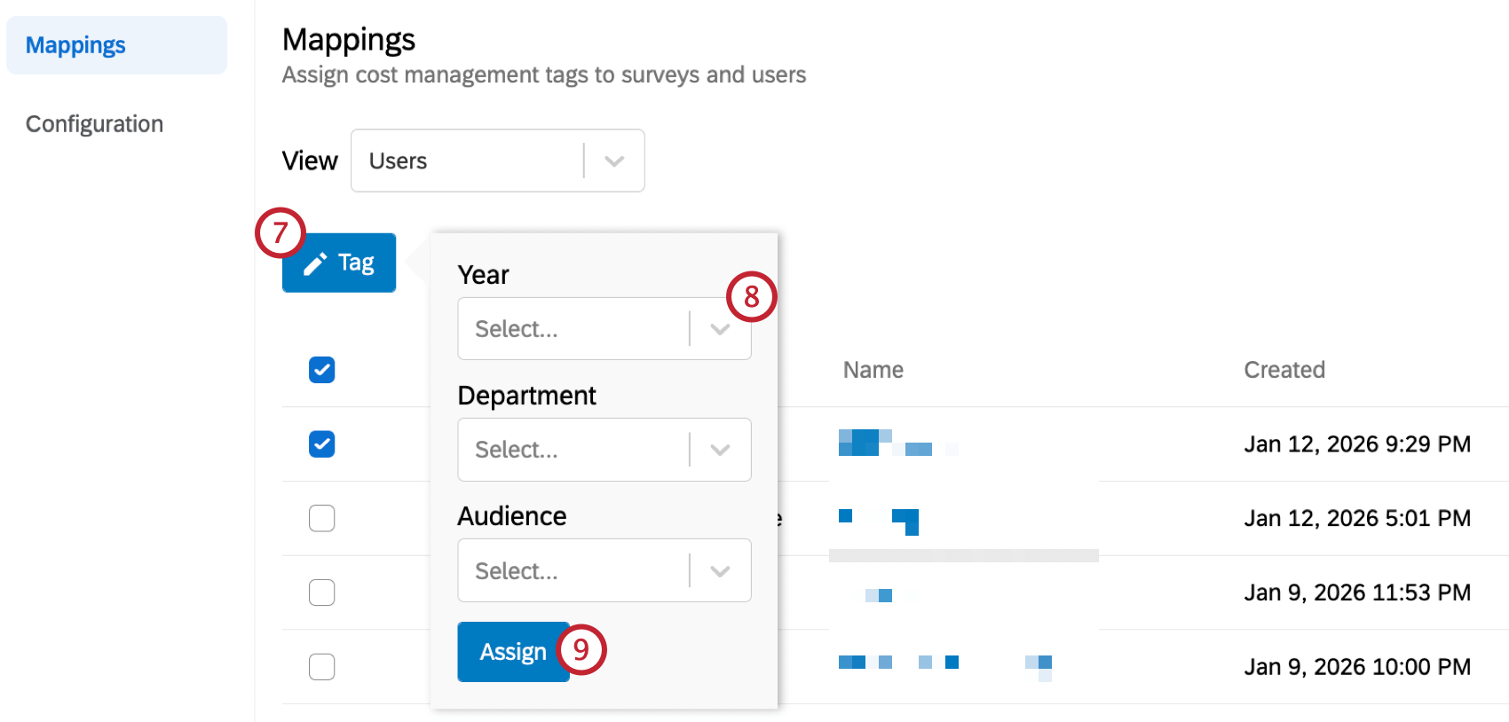 image of adding tags to surveys in bulk.