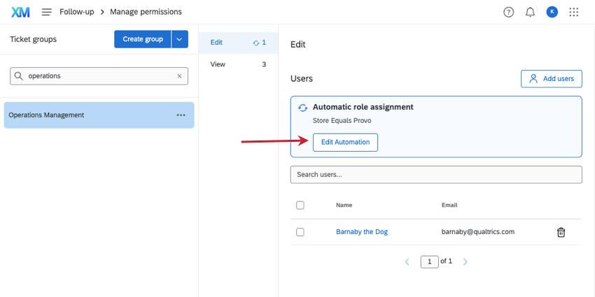 existing automatic roll enrollment highlighted in blue above the users in the role