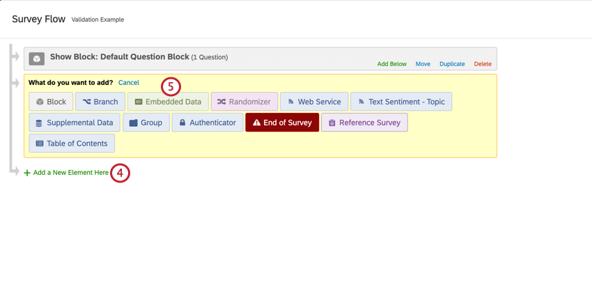 the survey flow. a new embedded data element is being added