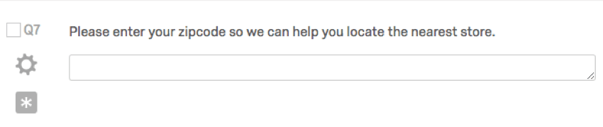 a question asking for a zipcode in one text entry field