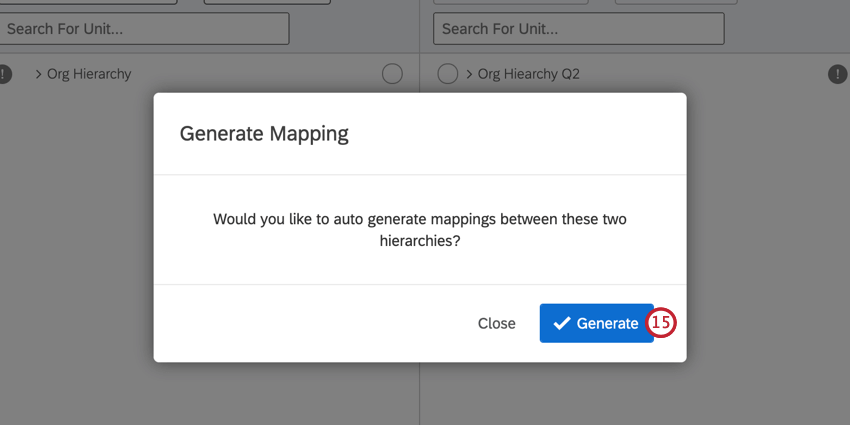 the generate mapping pop up