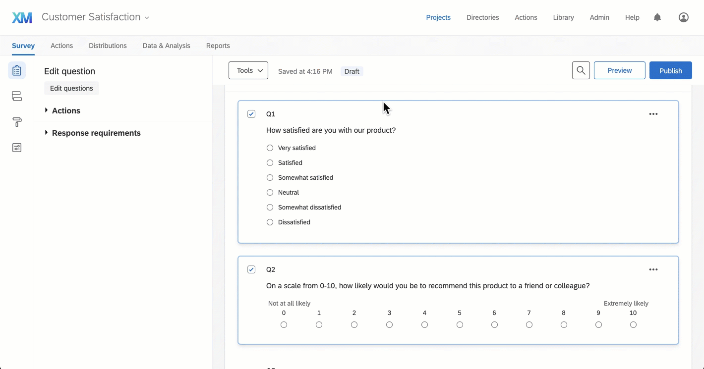 Gif showing how to move multiple questions as described in the steps above