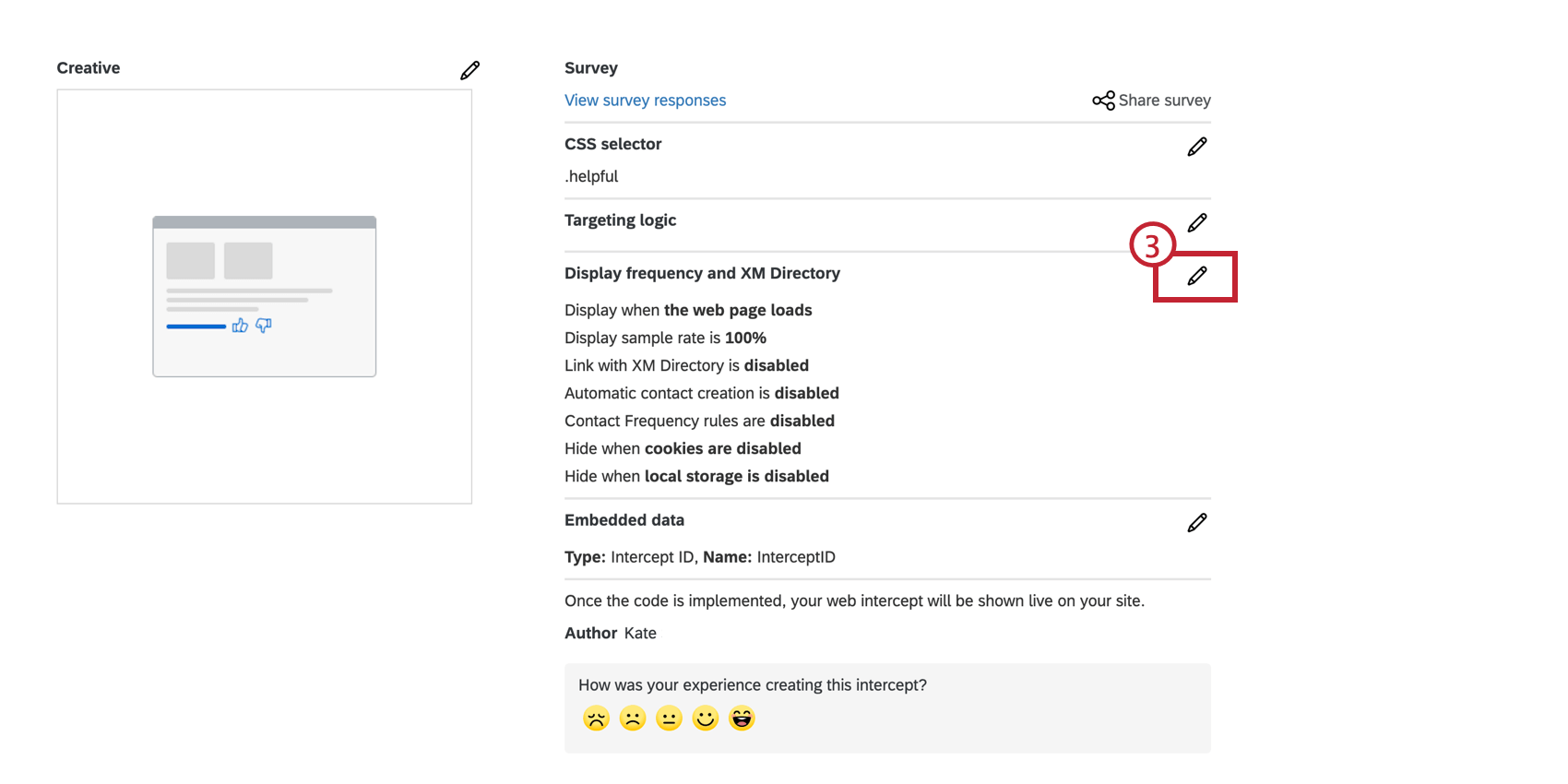 Edit display frequency options in digital intercept configuration.