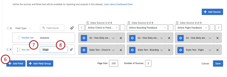 Adding a new Text Set field called Stage