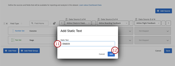Añadir el nombre de etapa de check in como texto estático