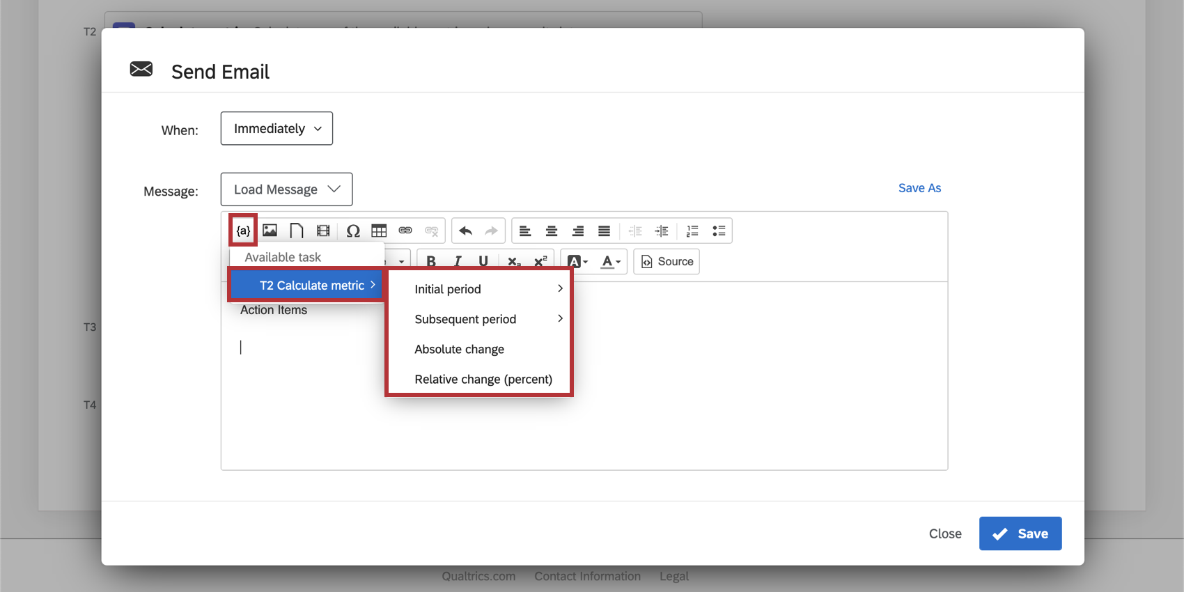 Rich Content Editor and the calculate metric piped text