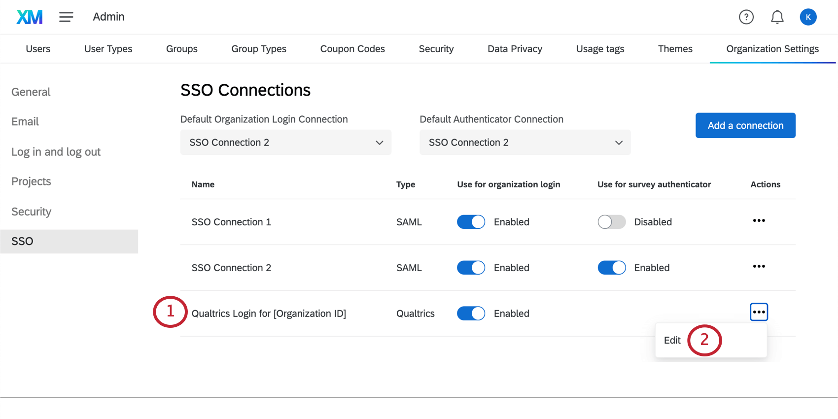 Editing the connection