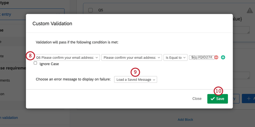 creating the validation logic so that validation will only pass if the two text entry fields match