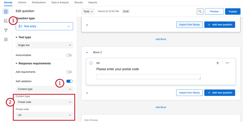 adding us postal code validation to a question