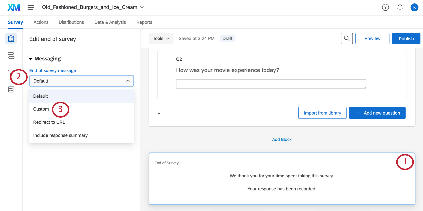 Start Survey Complete Game and Ending