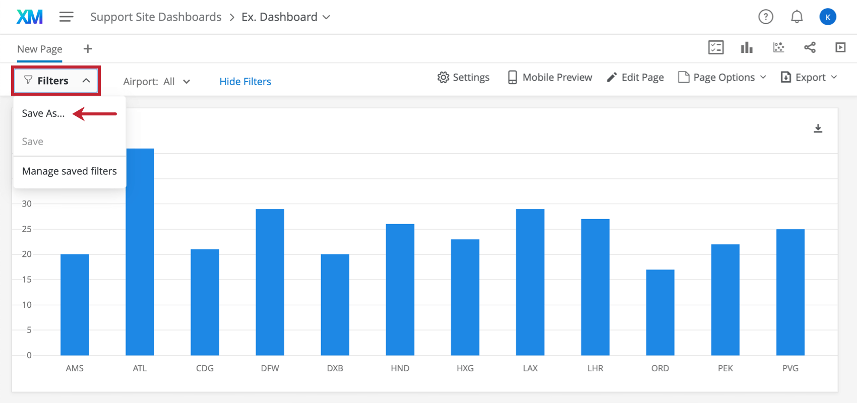 Saving Filters in Dashboards