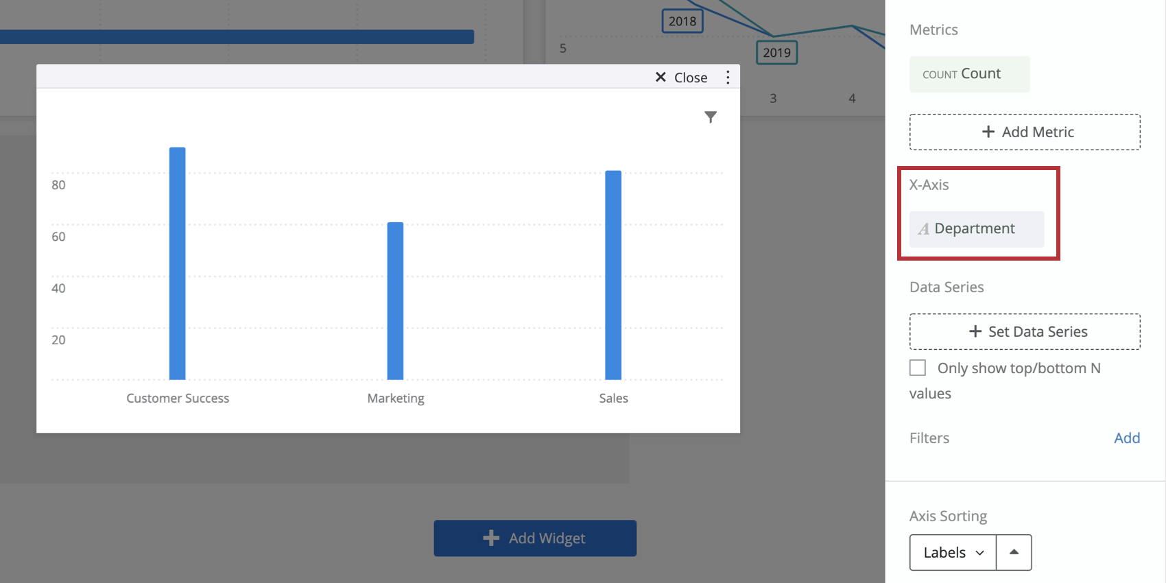 Widget Gráfico com indicadores