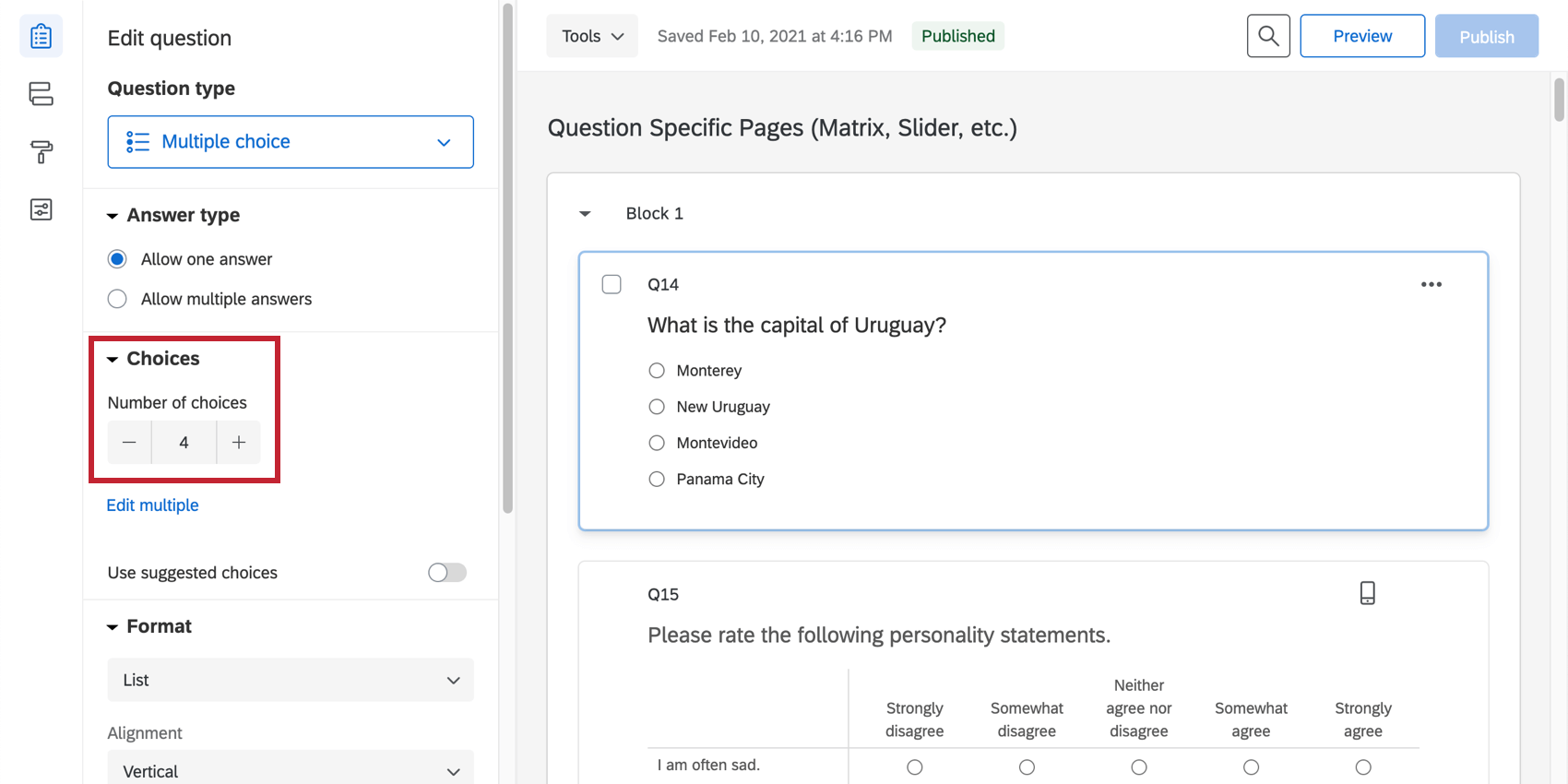 Formatting Answer Choices