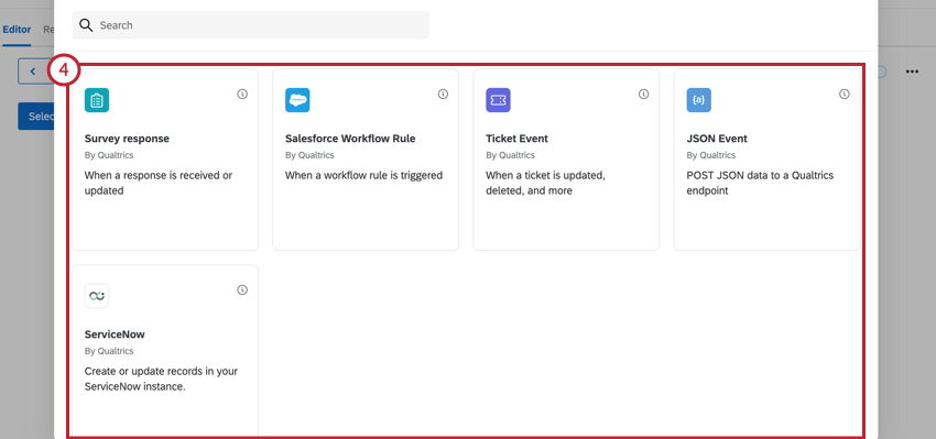 das Ereignis auswählen, das den Workflow startet