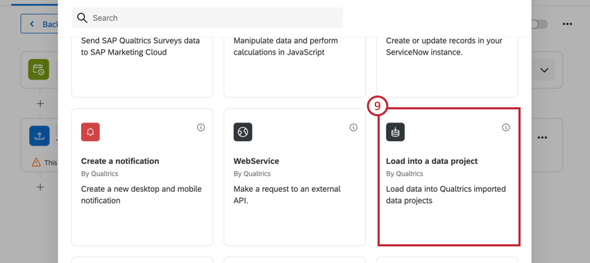 choosing the load into a data project task