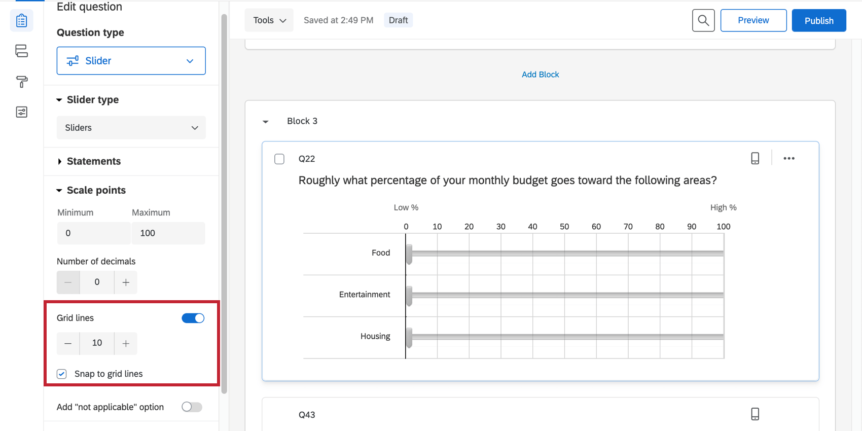 Snap to grid is selected, so sliders can never got between grid lines