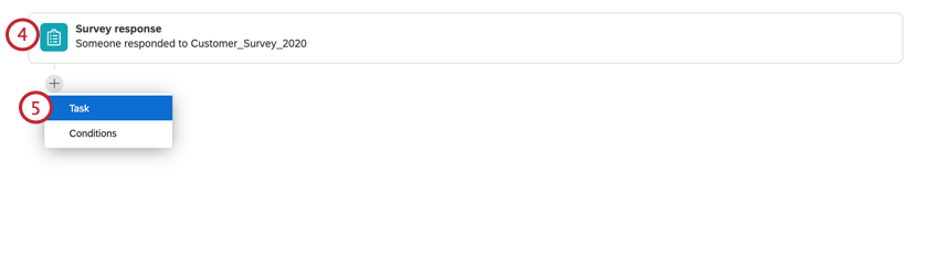 agregar un evento de respuesta de encuesta y, a continuación, agregar una tarea