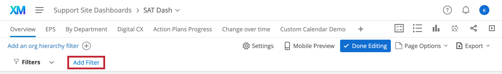 Add Filter button