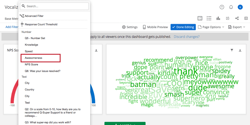 Add a Filter dropdown