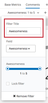 Filter Title text box