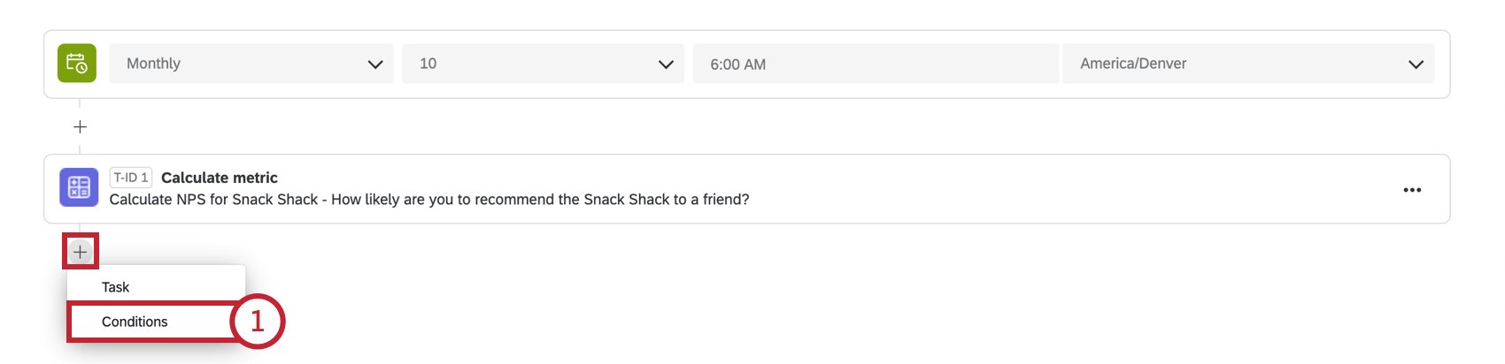 Añadir una condición nueva debajo de la tarea de métrica de cálculo
