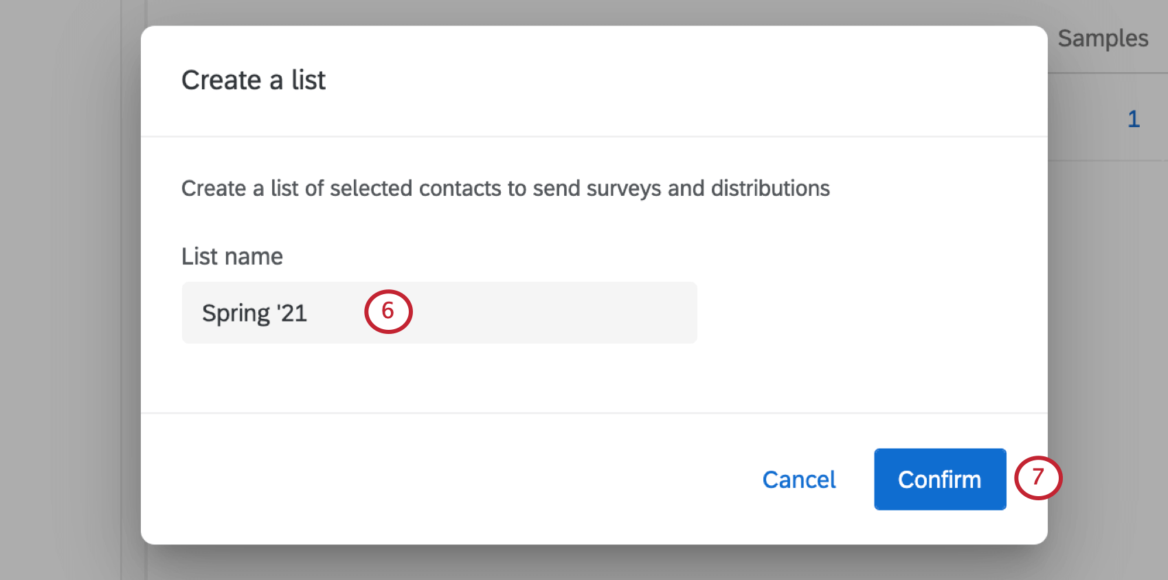 Window where you name a mailing list