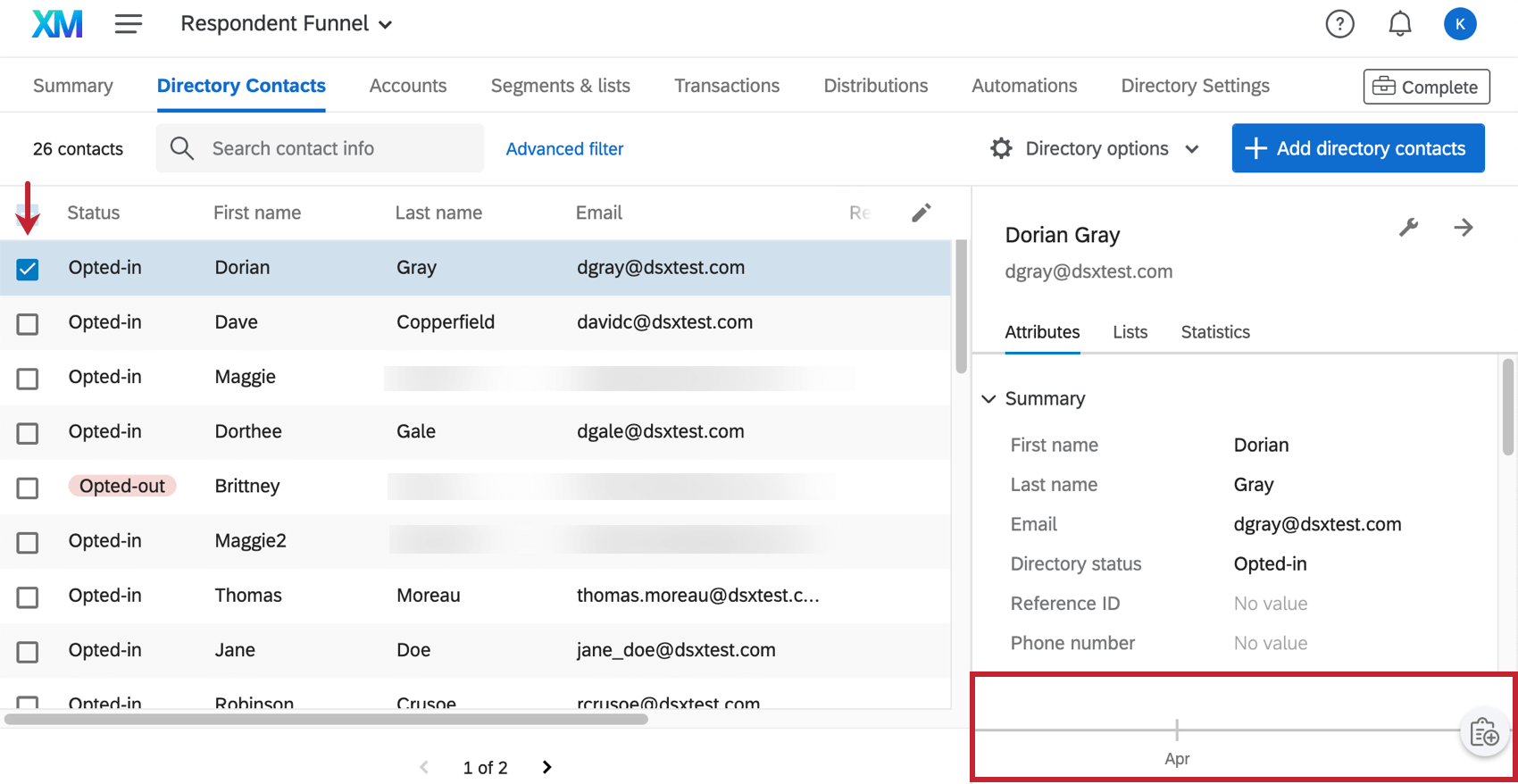 Timeline on bottom-right of menu