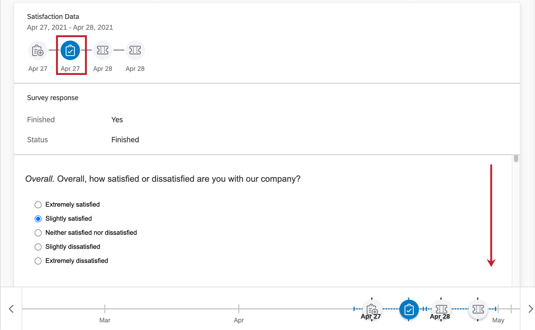 Image of a scrollable survey response