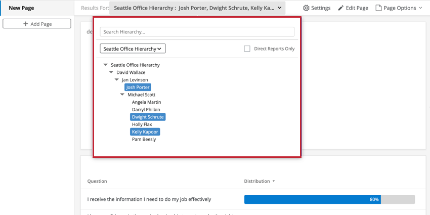 selecting multiple units in an org hierarchy filter