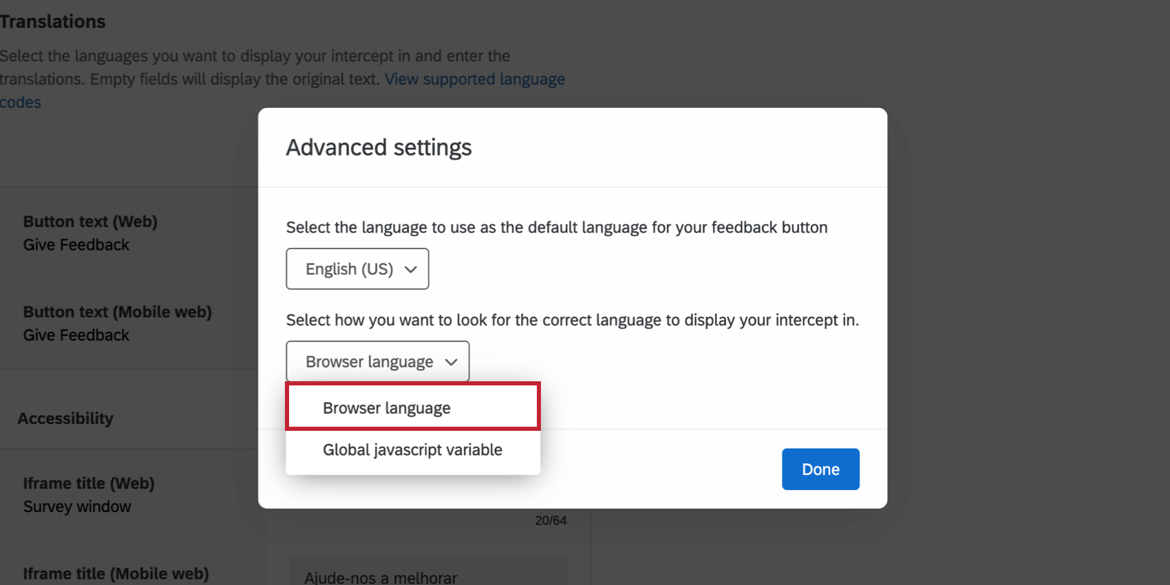 Translating Survey Buttons