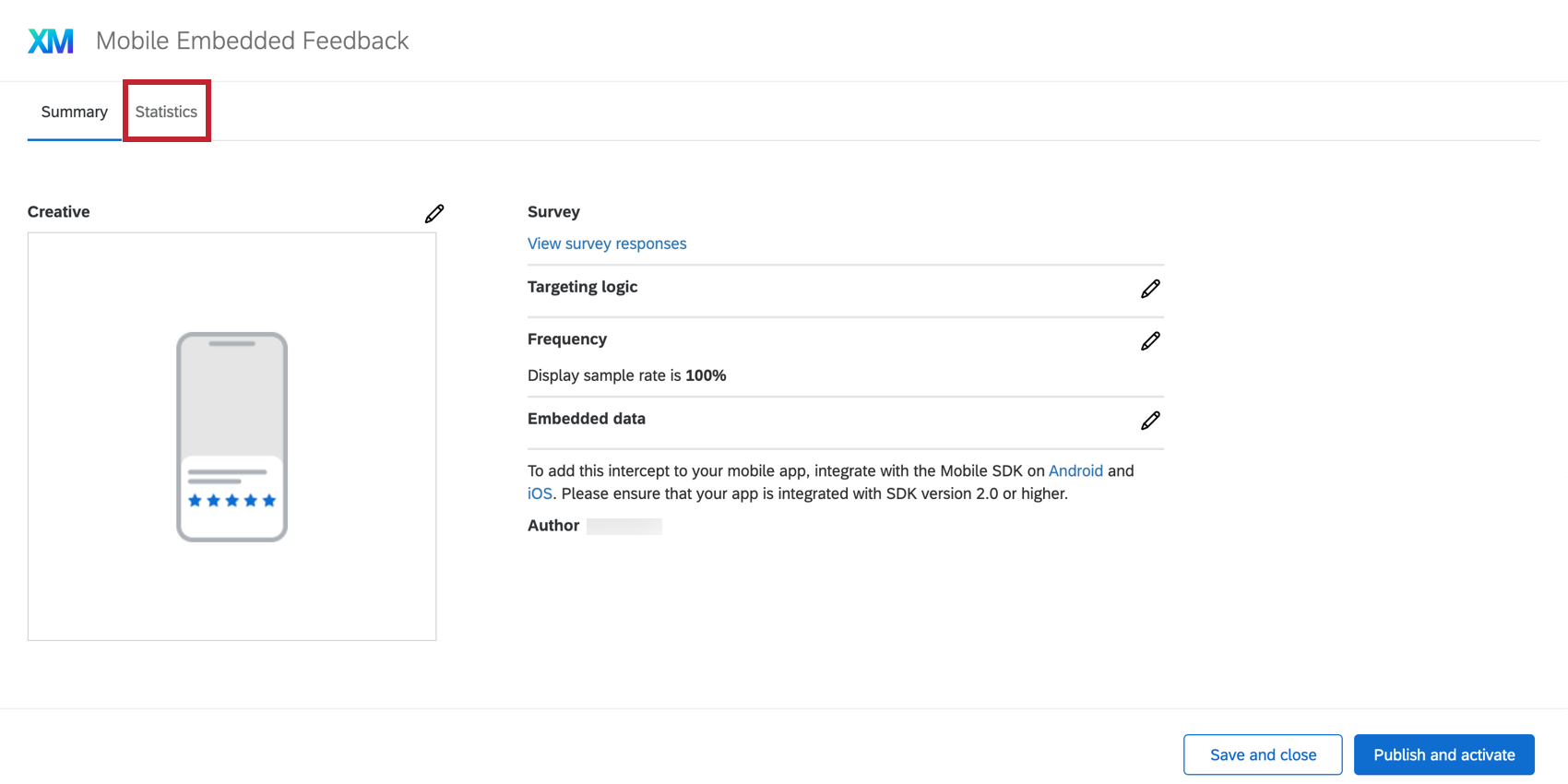 Statistics tab