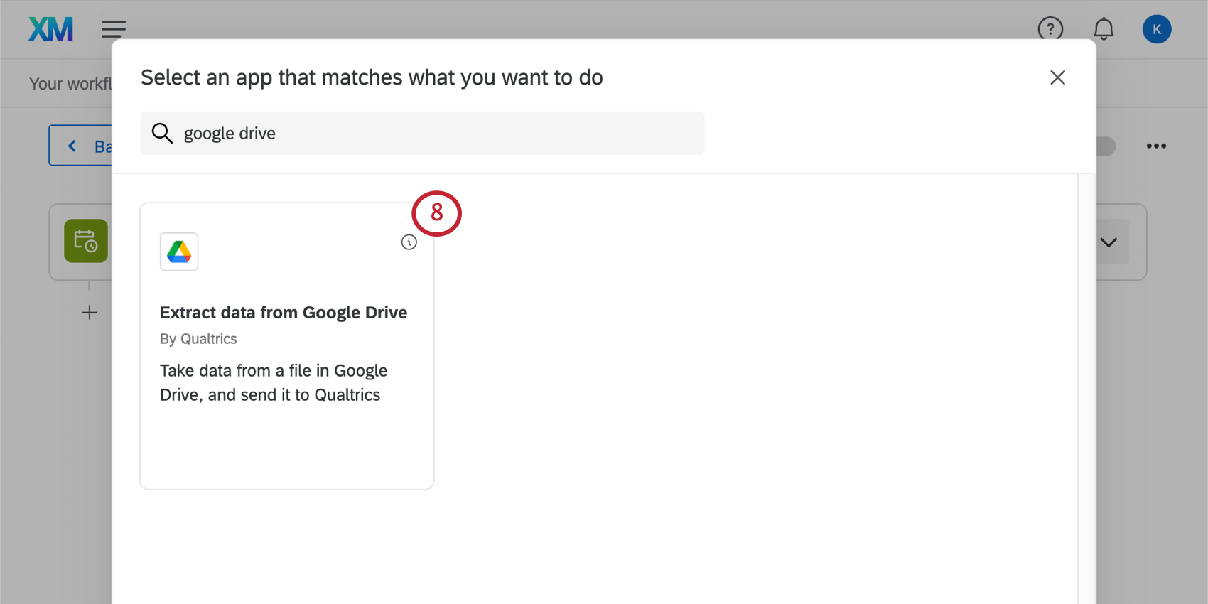 use the search bar at the top to search for the google drive task