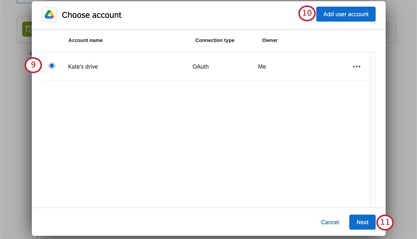 choosing an account or adding a new one