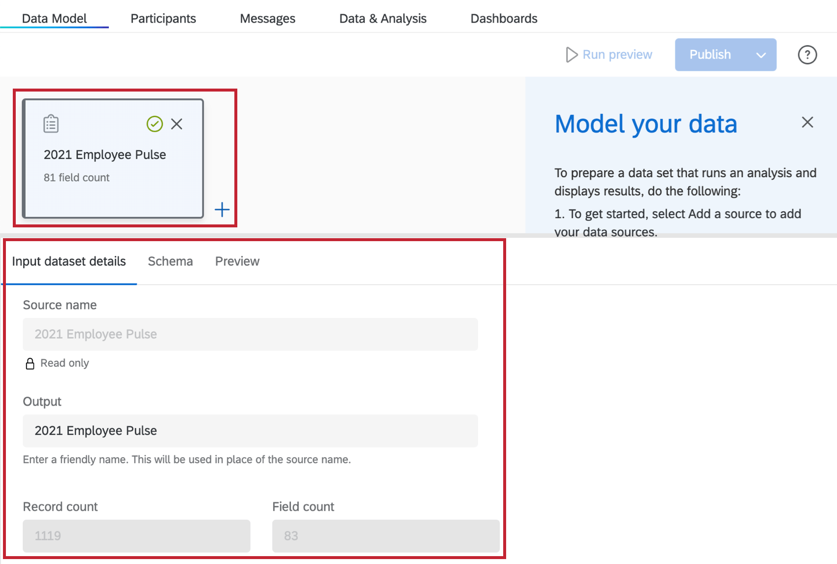 visualizzazione di informazioni aggiuntive su unorigine dati