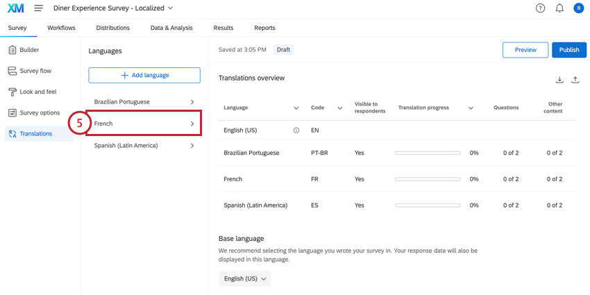 Translating Survey Buttons