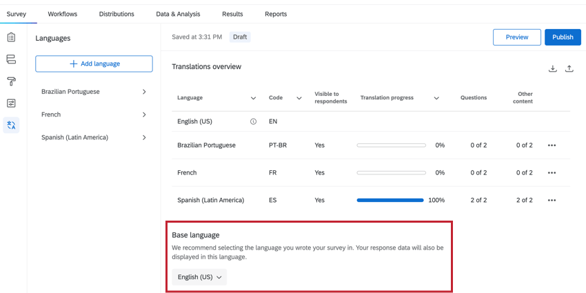 Translating Survey Buttons