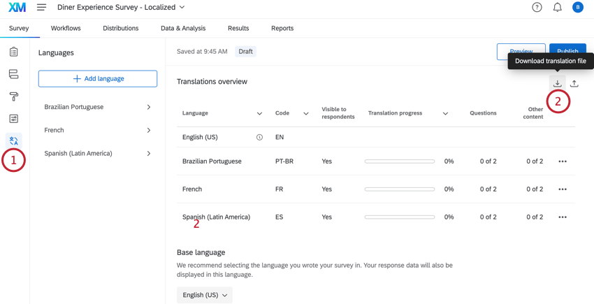 Translating Survey Buttons