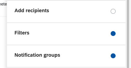 Image of sections of notification editor, some filled in, some not