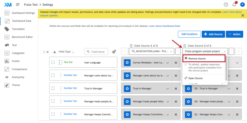 Remove source button