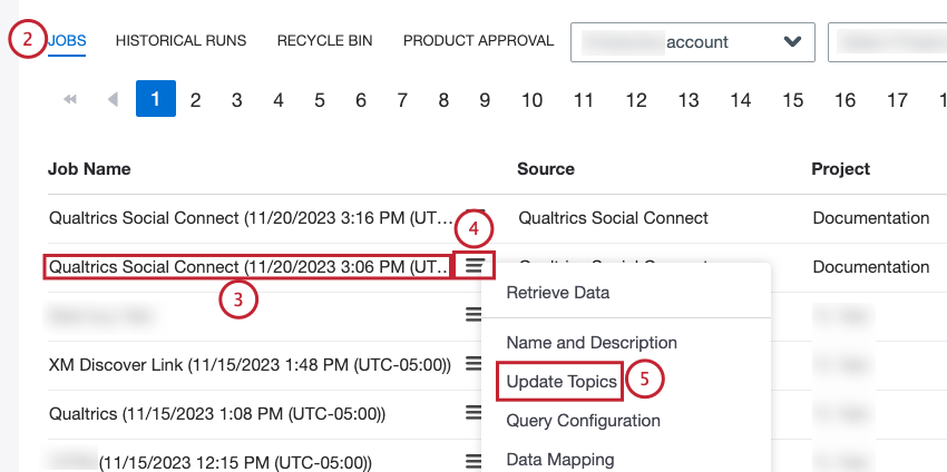 Connectez-vous aux connecteurs. Assurez-vous que longlet JOBS est ouvert. Recherchez le poste que vous souhaitez mettre à jour. Développez le menu dactions en regard du job. Sélectionnez Mettre à jour les rubriques.