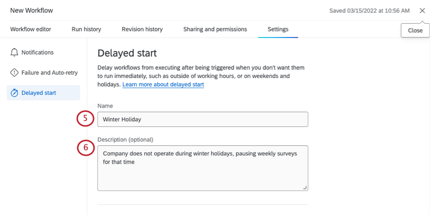 Configurações de workflow