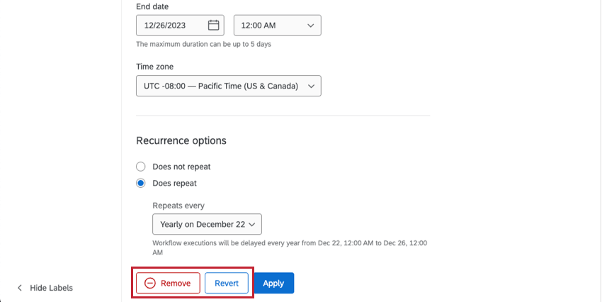 Configurações de workflow