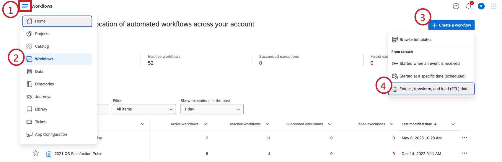 Configurações de workflow