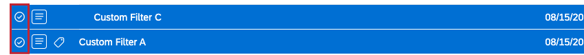 Marque os campos de seleção ao lado dos filtros que você deseja compartilhar.