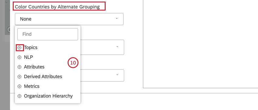 você pode selecionar um agrupamento alternativo para colorir os objetos do mapa entre as opções disponíveis