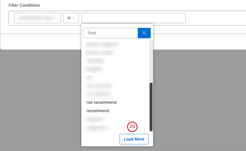 Click Load More to show the next 20 values. 