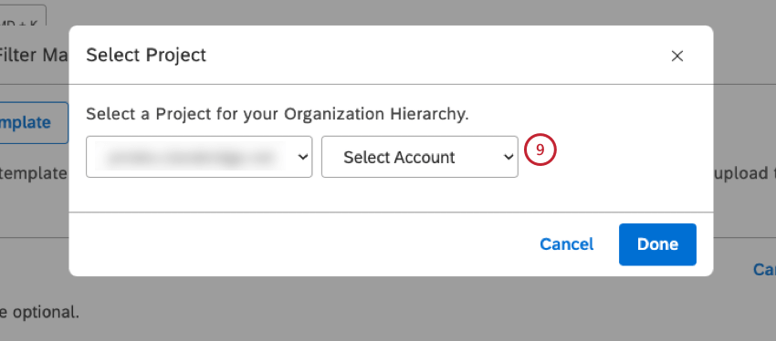 field where you select an account