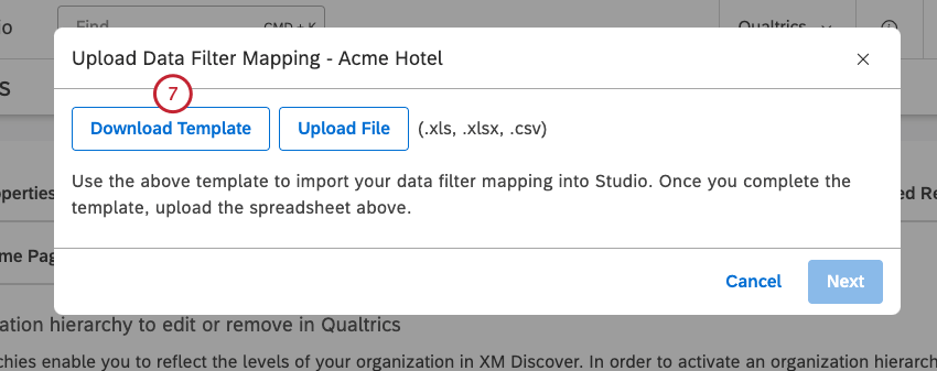 user interface as described in the step