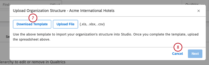 window where you download a template