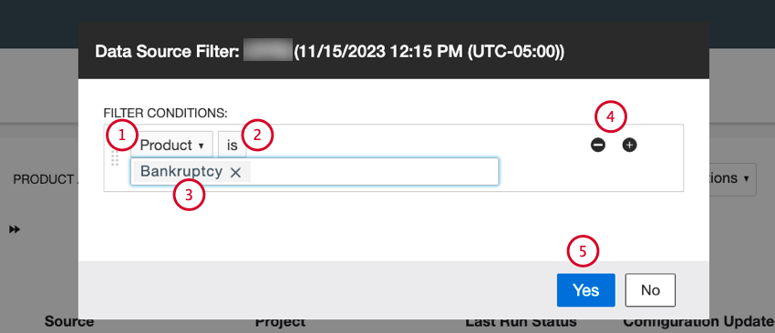 adicionar um filtro fonte de dados 